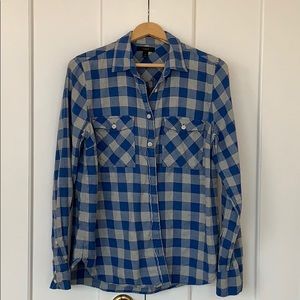 J.Crew plaid flannel shirt in blue and gray